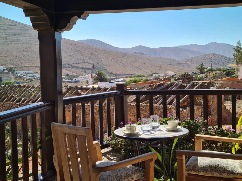 Coffee on the balcony above the rooftops of Betancuria